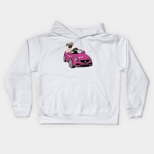 Pug Racer - Pug Driving Car Kids Hoodie